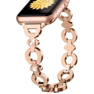 Tauri Rose Gold Adjustable Metal Bling Strap Band For Apple Watch